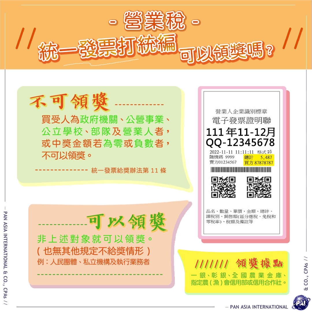 打統編的發票中獎，可以領獎嗎？ 」